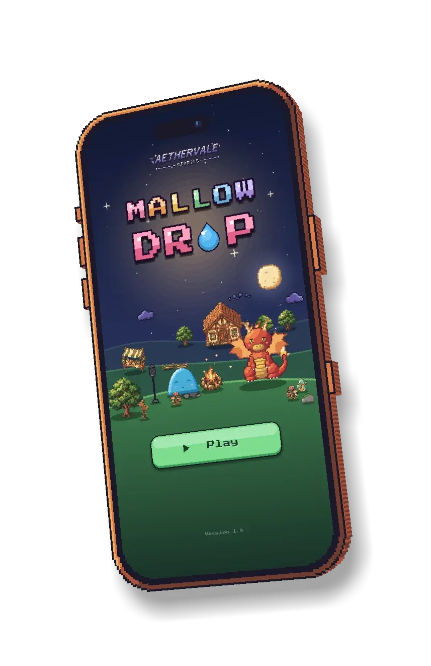 MallowDrop: title screen with Blobb and Grumbold